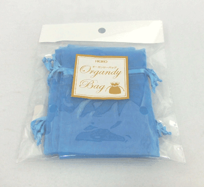 オーガンジーバッグ（オーガンジー袋・巾着袋）【Ｓ】ブルー　 100束1000枚入