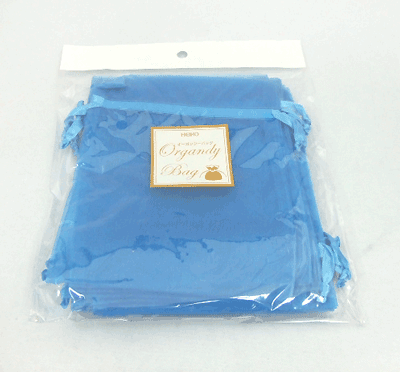 オーガンジーバッグ（オーガンジー袋・巾着袋）【Ｍ】ブルー 100束1000枚入