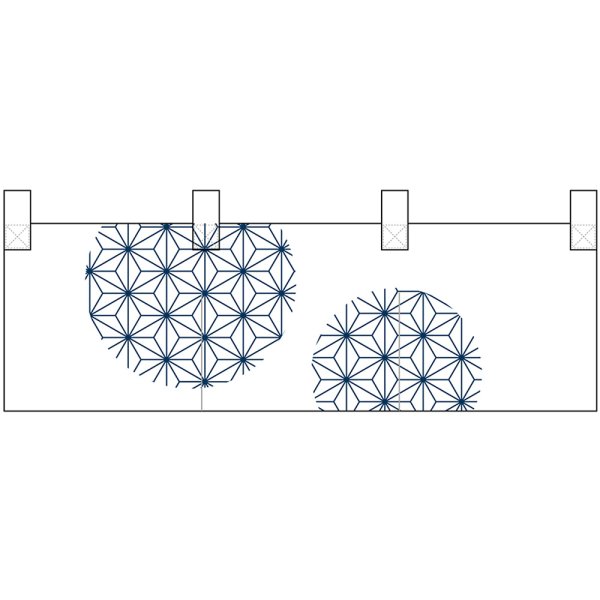 画像1: ポリのれん 紺柄丸2個 No.25317 (1)