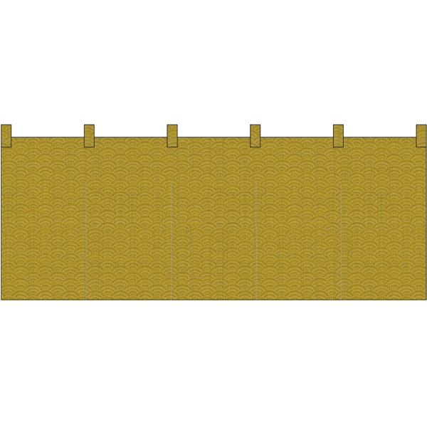 画像1: 五巾のれん 青海波 織物風 からし No.42300 (1)